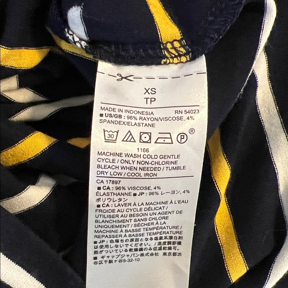 Banana Republic yellow/navy blue stripe short sleeve dress size XS Rayon/spandex - Picture 5 of 5